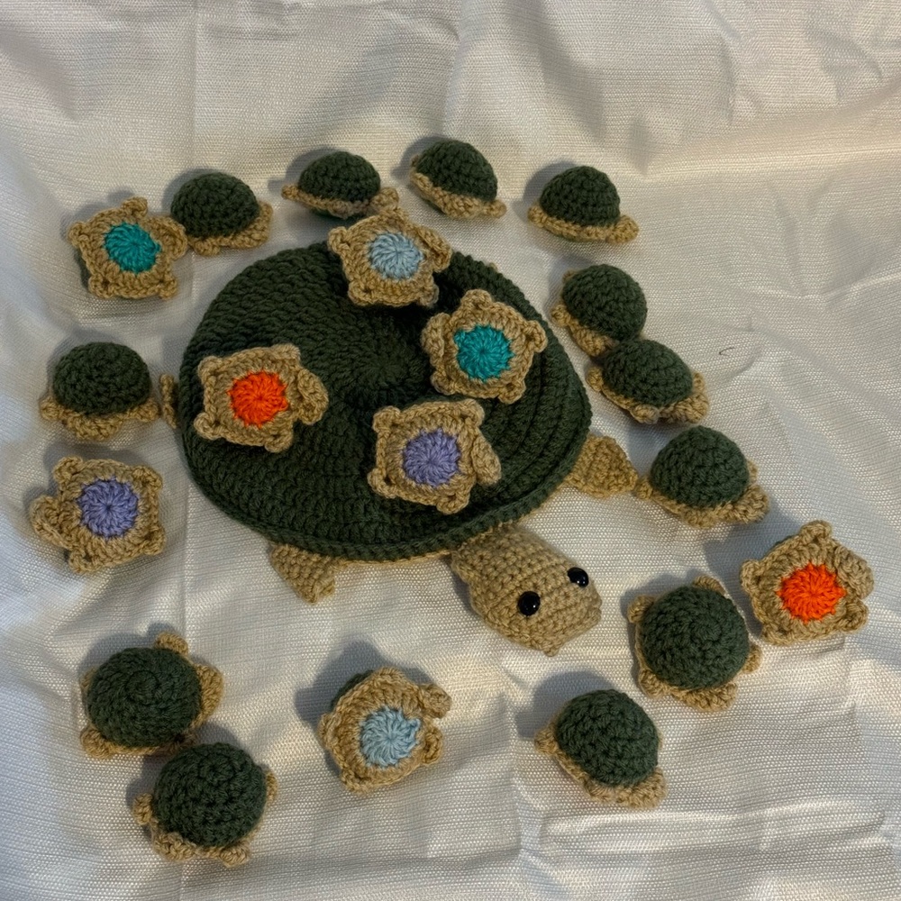Handmade Green and Tan Crochet Turtle matching game! - Picture 4 of 4